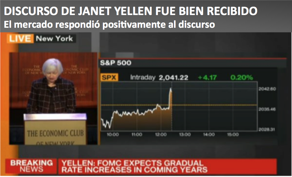 DISCURSO DE JANET YELLEN FUE BIEN RECIBIDO